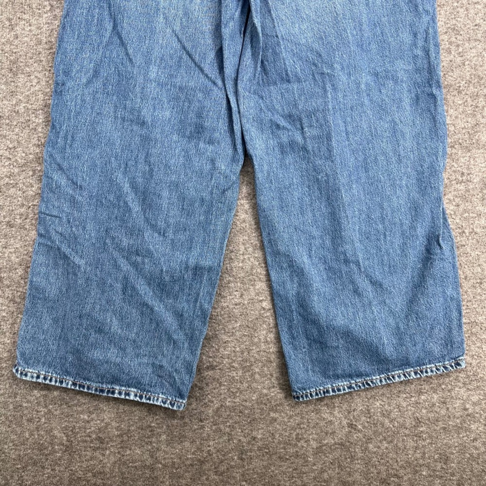 Old Navy Drapey Denim High Rise Baggy Wide Leg Jeans Blue Festival Petite 2 - Picture 8 of 13